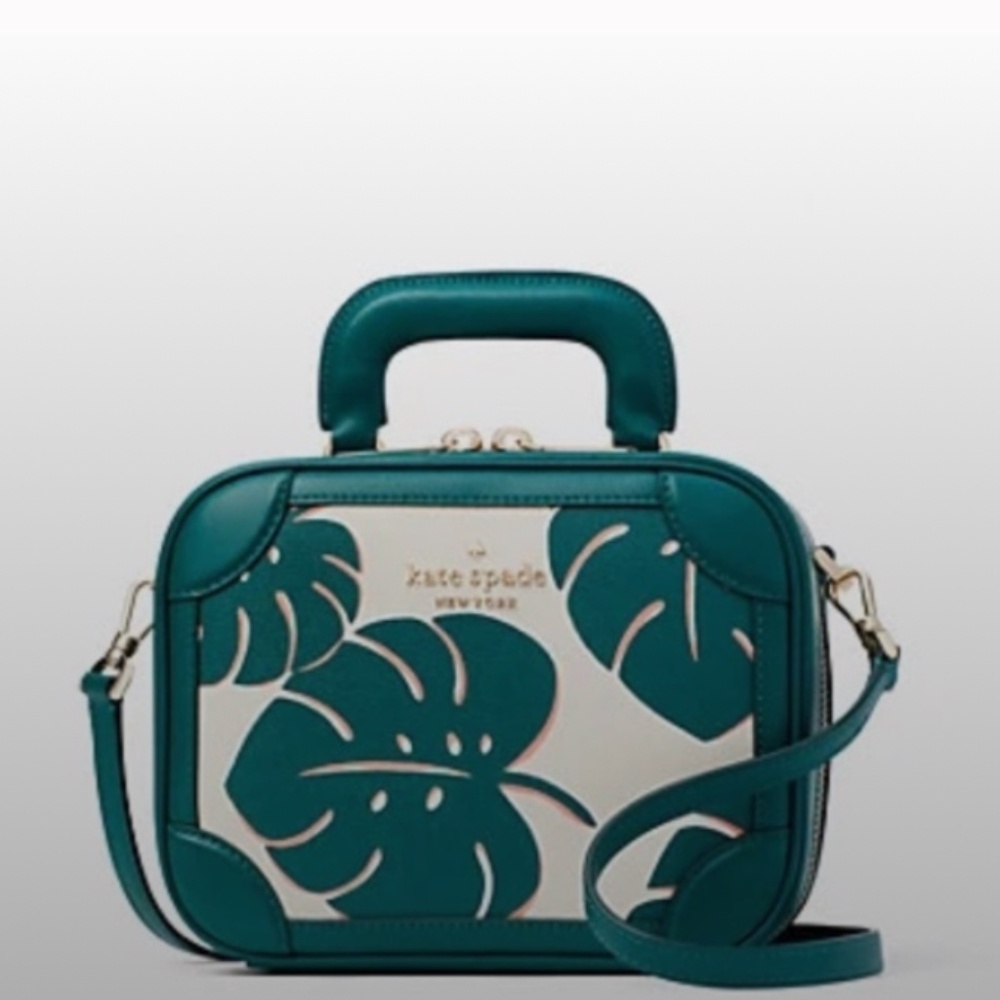 NWOT Kate Spade monstera leaves travelertrunk crossbody bag